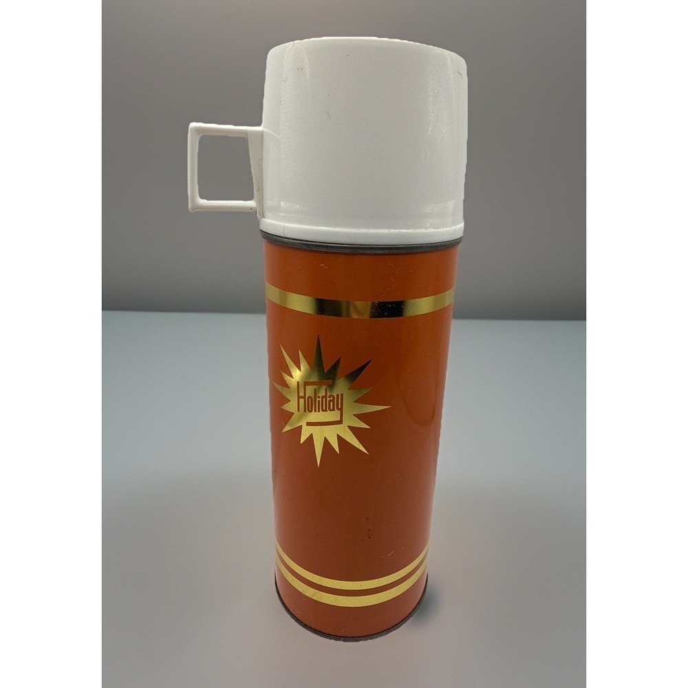 Holiday‎ By Thermos With Cup, Orange 1950's?, .45 Liters ENGLAND VINTAGE RARE